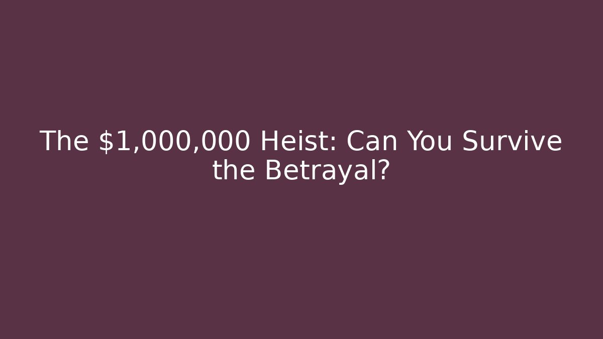 The $1,000,000 Heist: Can You Survive the Betrayal?