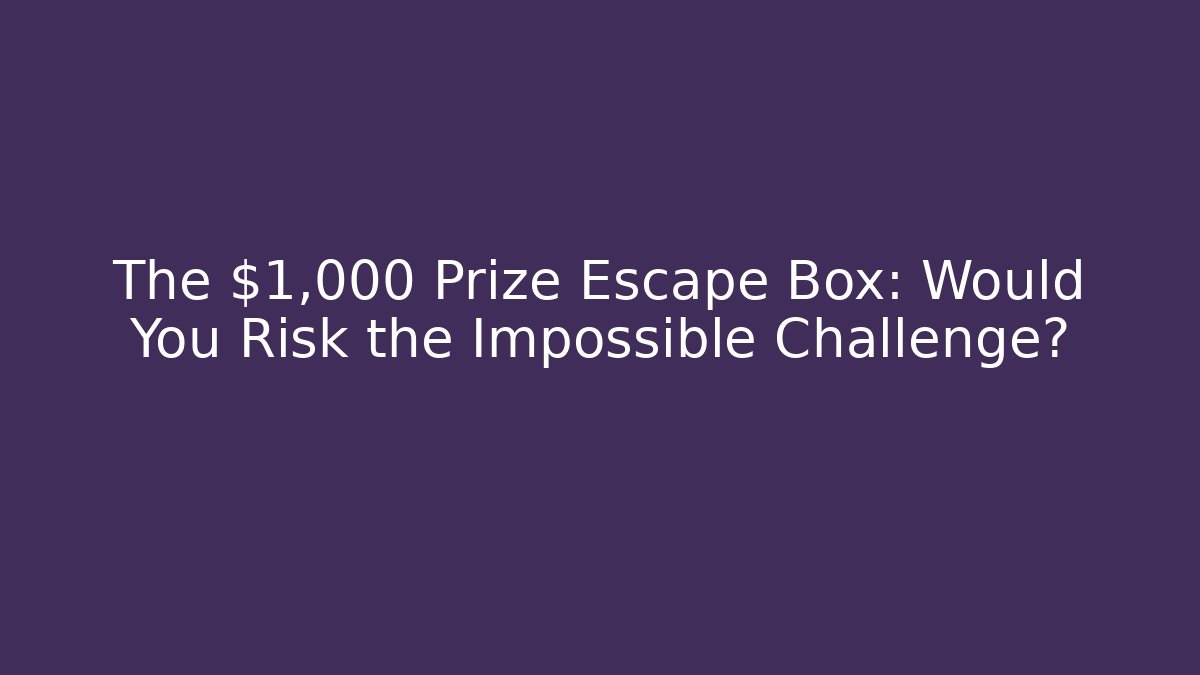 The $1,000 Prize Escape Box: Would You Risk the Impossible Challenge?