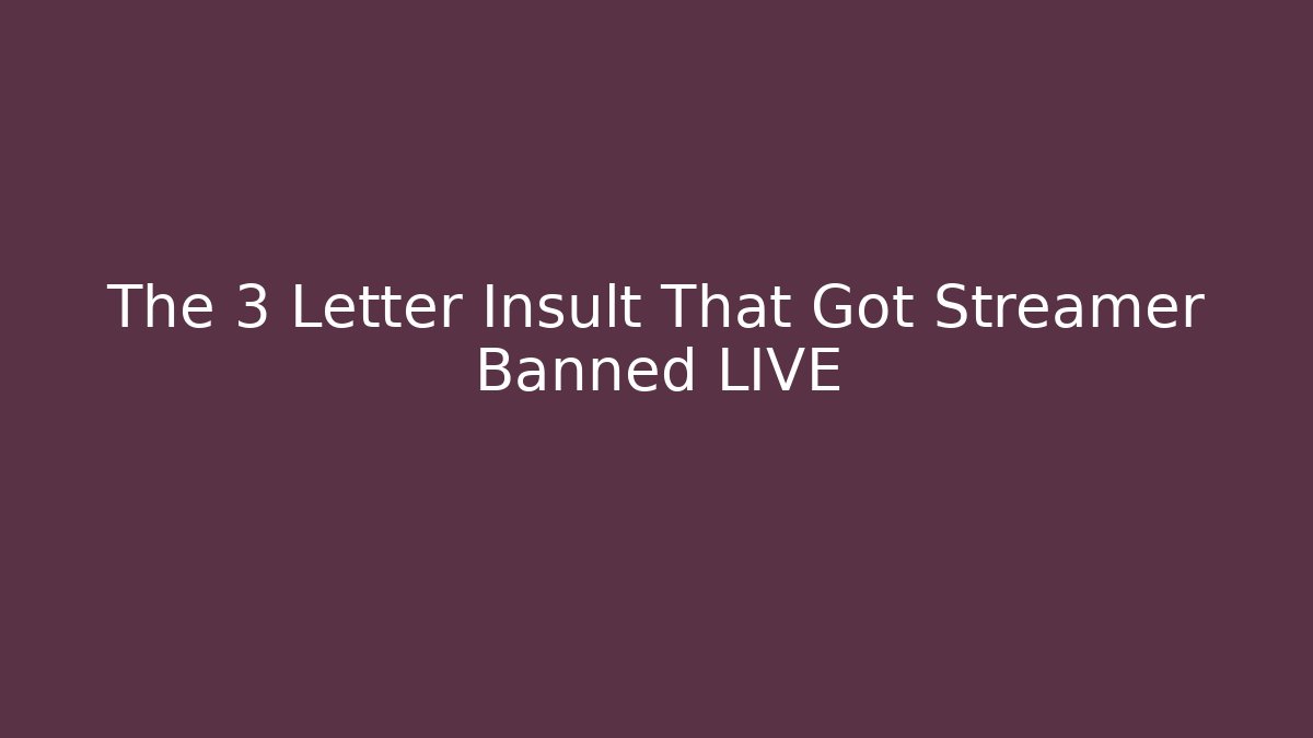 The 3 Letter Insult That Got Streamer Banned LIVE
