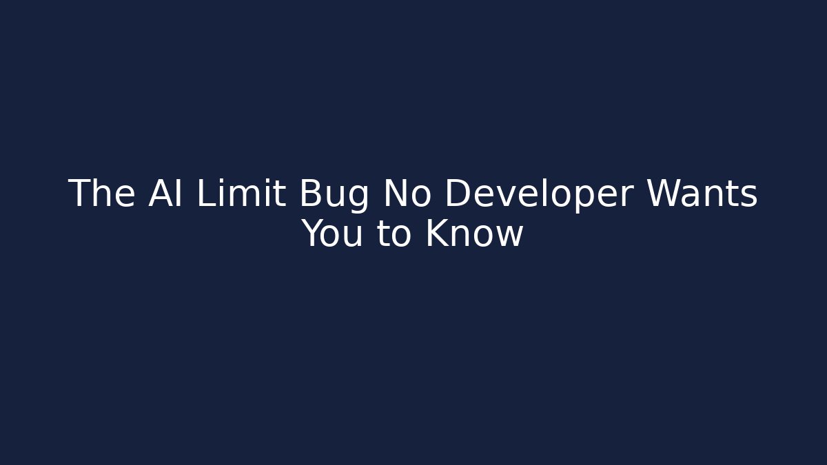 The AI Limit Bug No Developer Wants You to Know - Celivion
