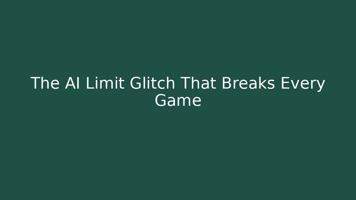 The AI Limit Glitch That Breaks Every Game - Celivion