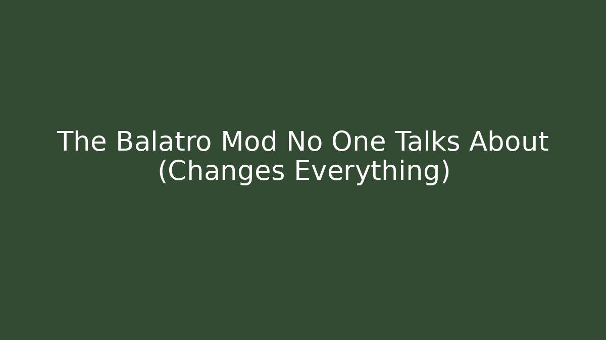 The Balatro Mod No One Talks About (Changes Everything)