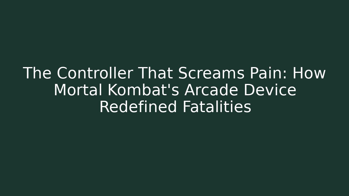The Controller That Screams Pain: How Mortal Kombat's Arcade Device Redefined Fatalities - Celivion