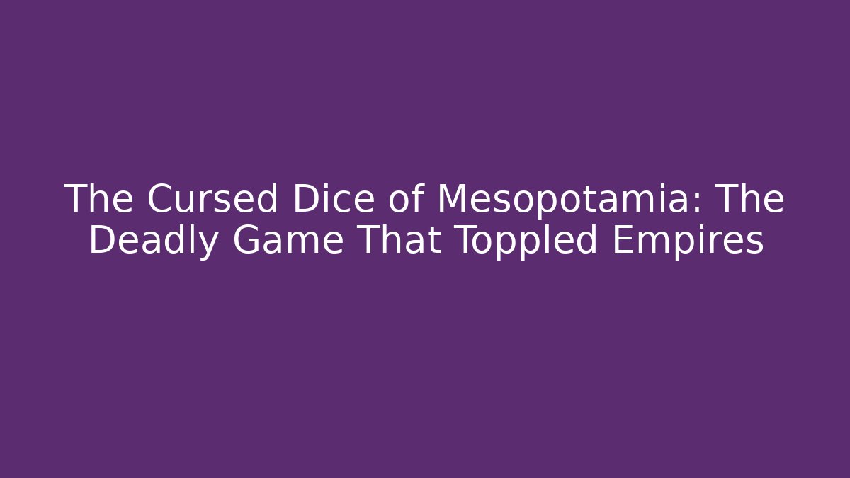 The Cursed Dice of Mesopotamia: The Deadly Game That Toppled Empires