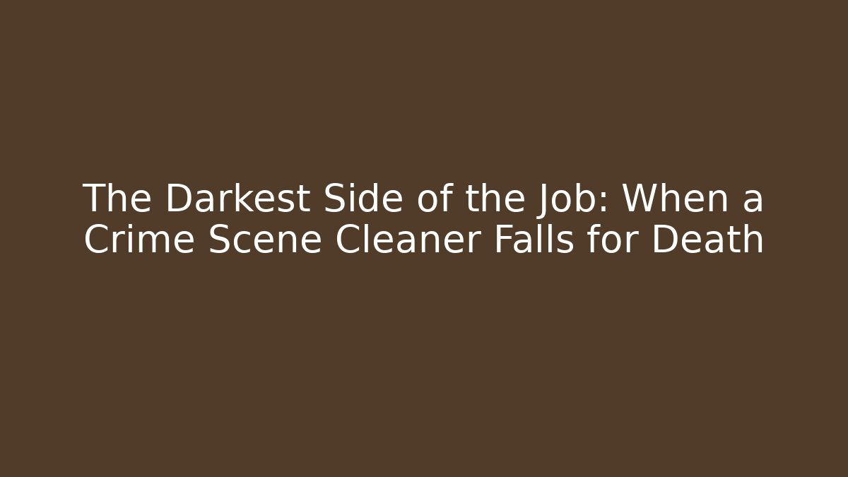 The Darkest Side of the Job: When a Crime Scene Cleaner Falls for Death