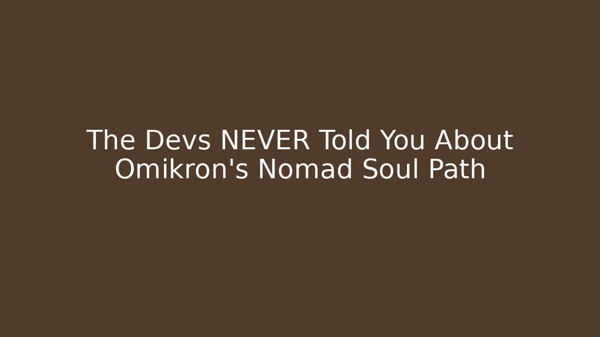 The Devs NEVER Told You About Omikron's Nomad Soul Path