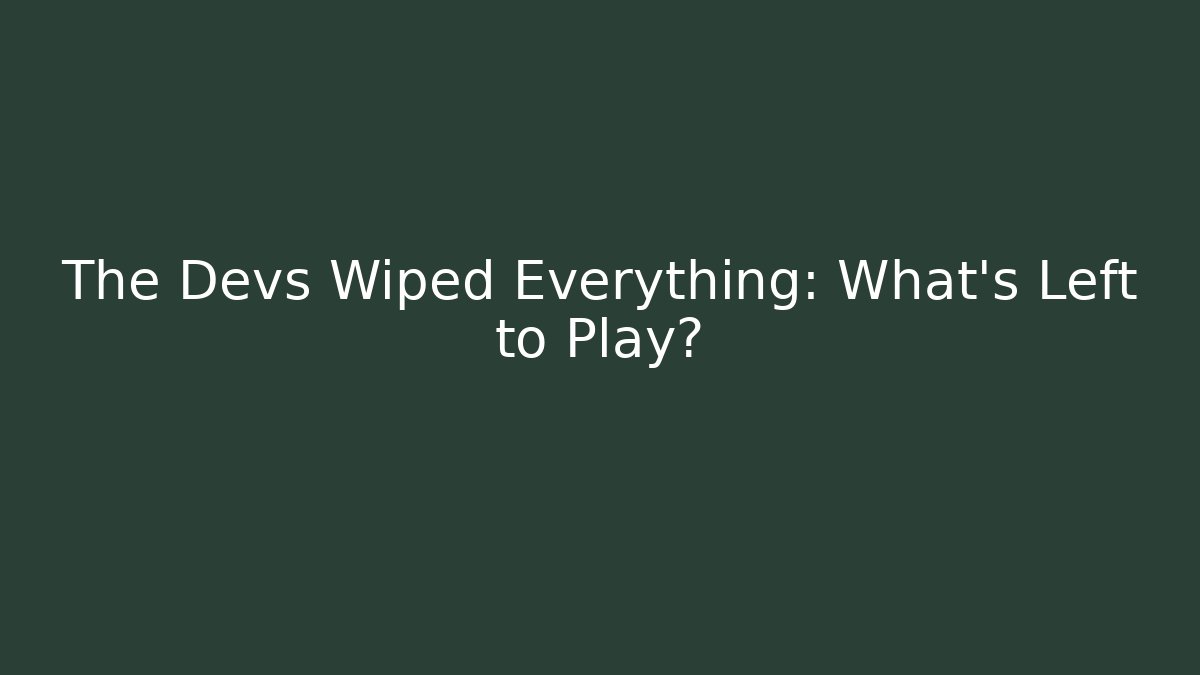 The Devs Wiped Everything: What's Left to Play?