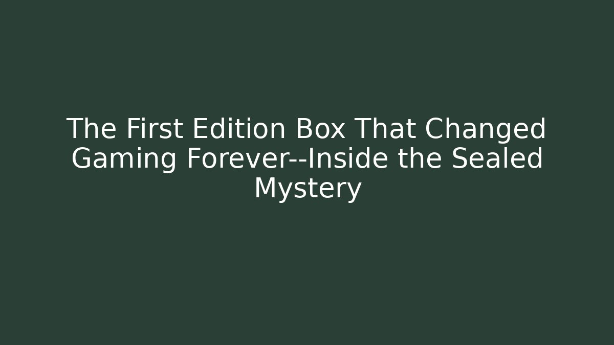 The First Edition Box That Changed Gaming Forever—Inside the Sealed Mystery