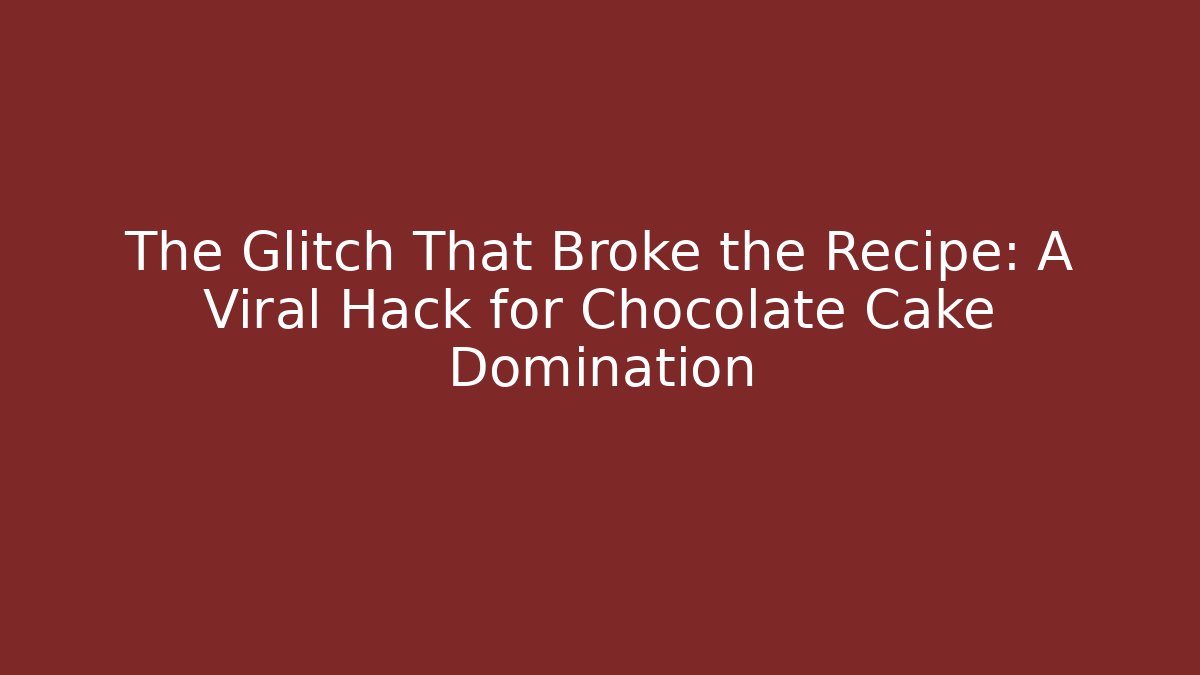 The Glitch That Broke the Recipe: A Viral Hack for Chocolate Cake Domination