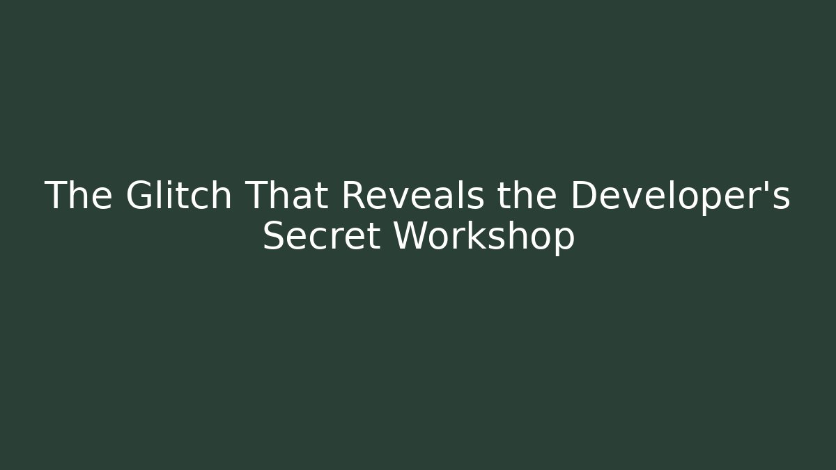 The Glitch That Reveals the Developer's Secret Workshop - Celivion