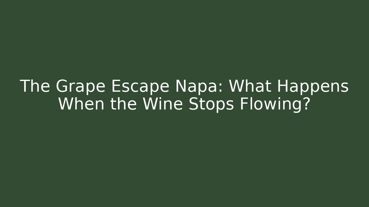 The Grape Escape Napa: What Happens When the Wine Stops Flowing?