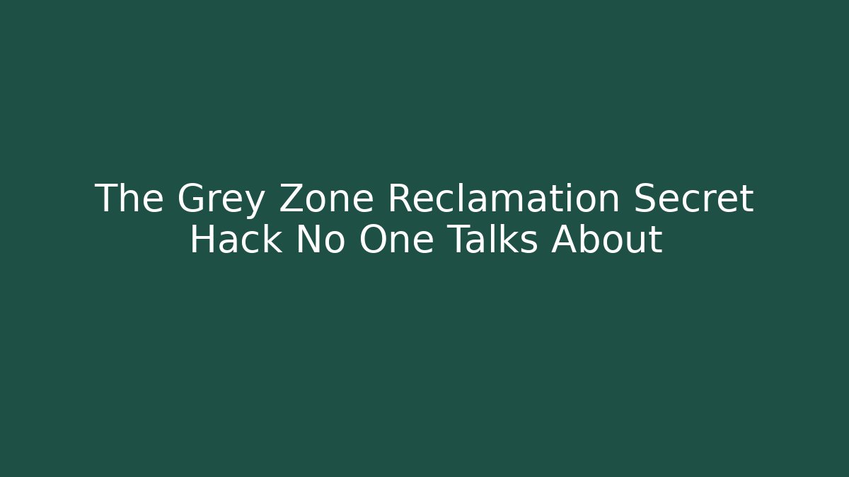 The Grey Zone Reclamation Secret Hack No One Talks About - Celivion