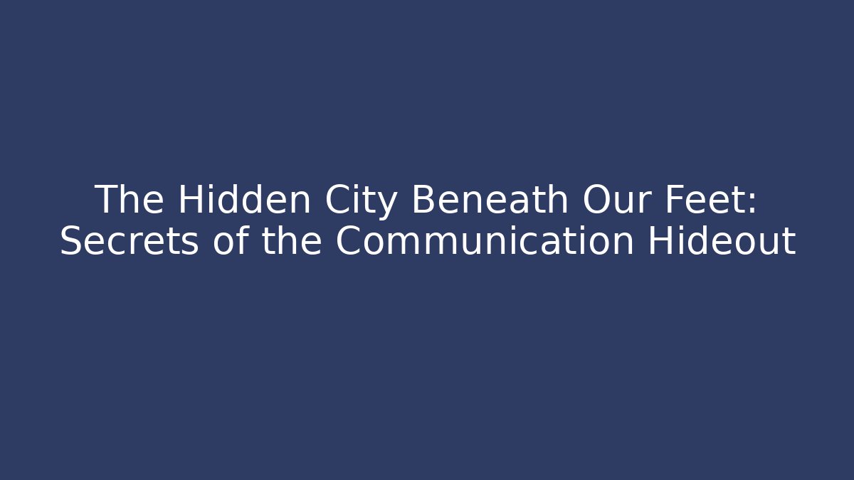 The Hidden City Beneath Our Feet: Secrets of the Communication Hideout