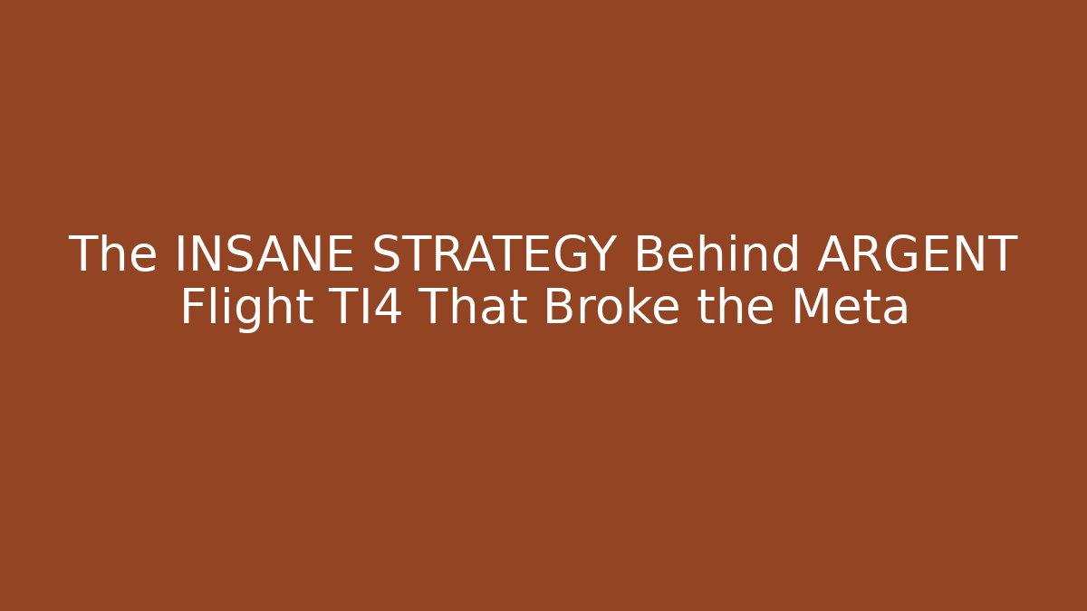 The INSANE STRATEGY Behind ARGENT Flight TI4 That Broke the Meta