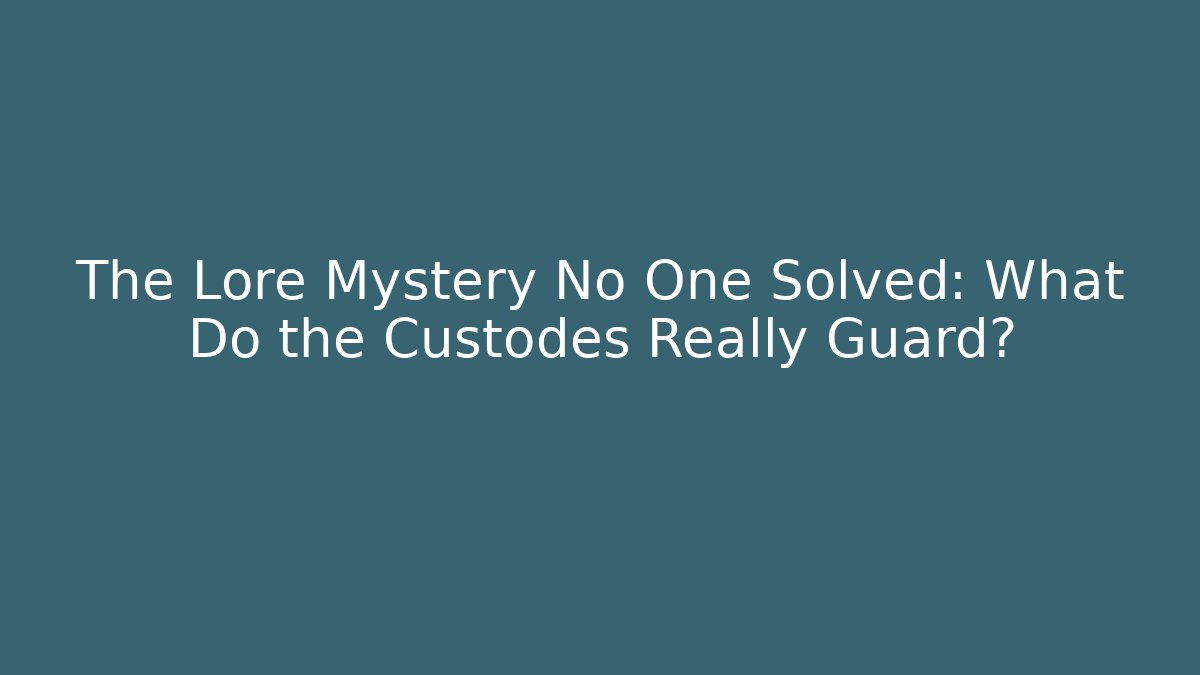 The Lore Mystery No One Solved: What Do the Custodes Really Guard?