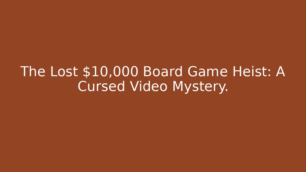 The Lost $10,000 Board Game Heist: A Cursed Video Mystery.