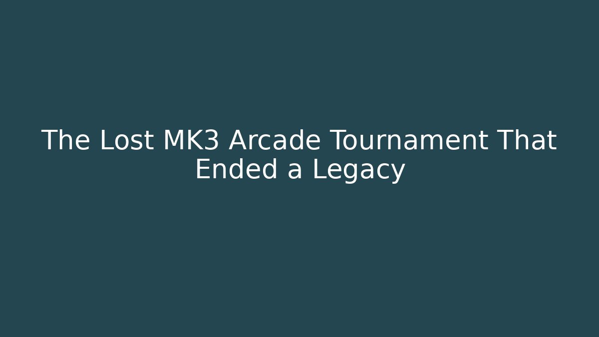 The Lost MK3 Arcade Tournament That Ended a Legacy - Celivion
