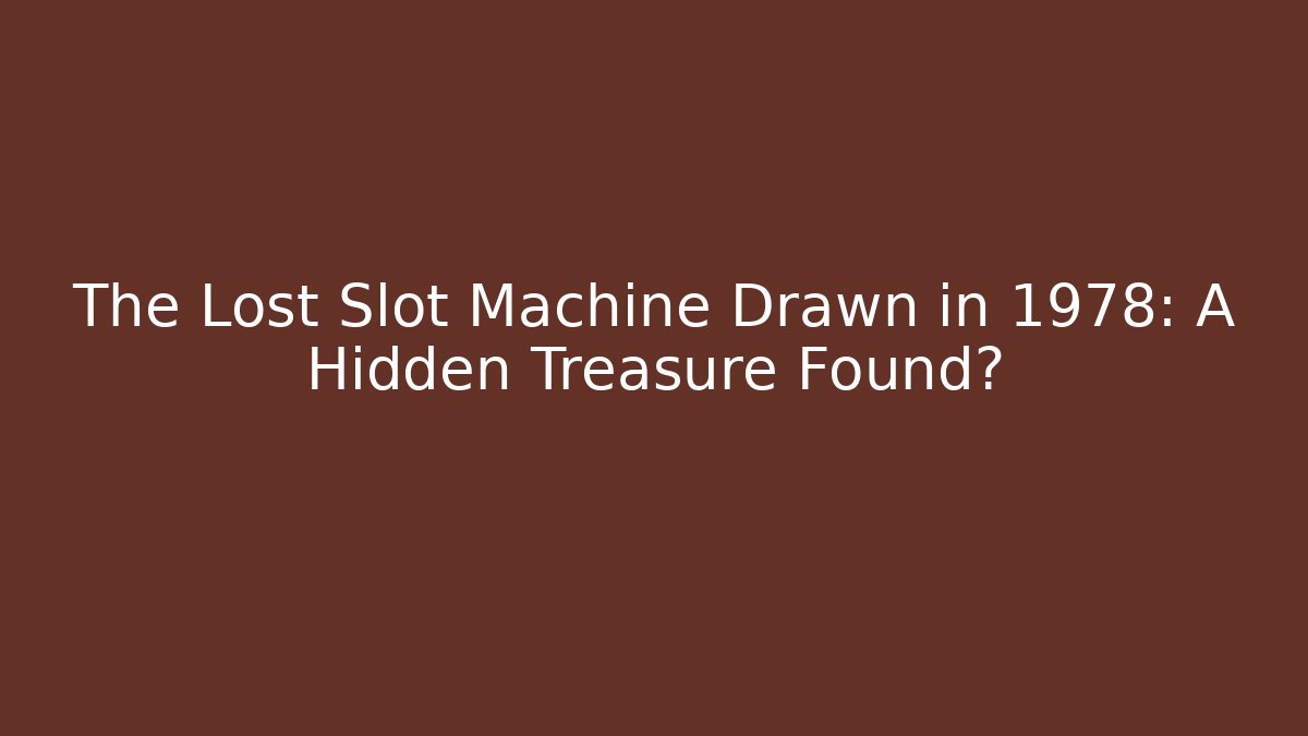 The Lost Slot Machine Drawn in 1978: A Hidden Treasure Found?