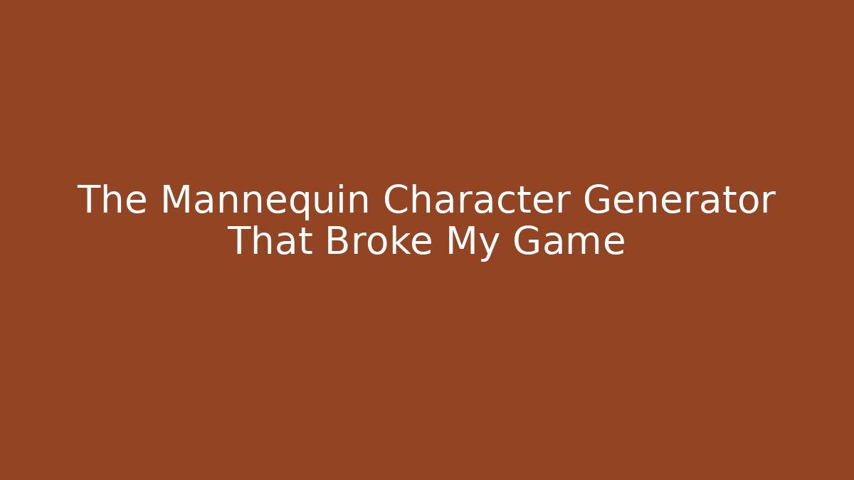 The Mannequin Character Generator That Broke My Game