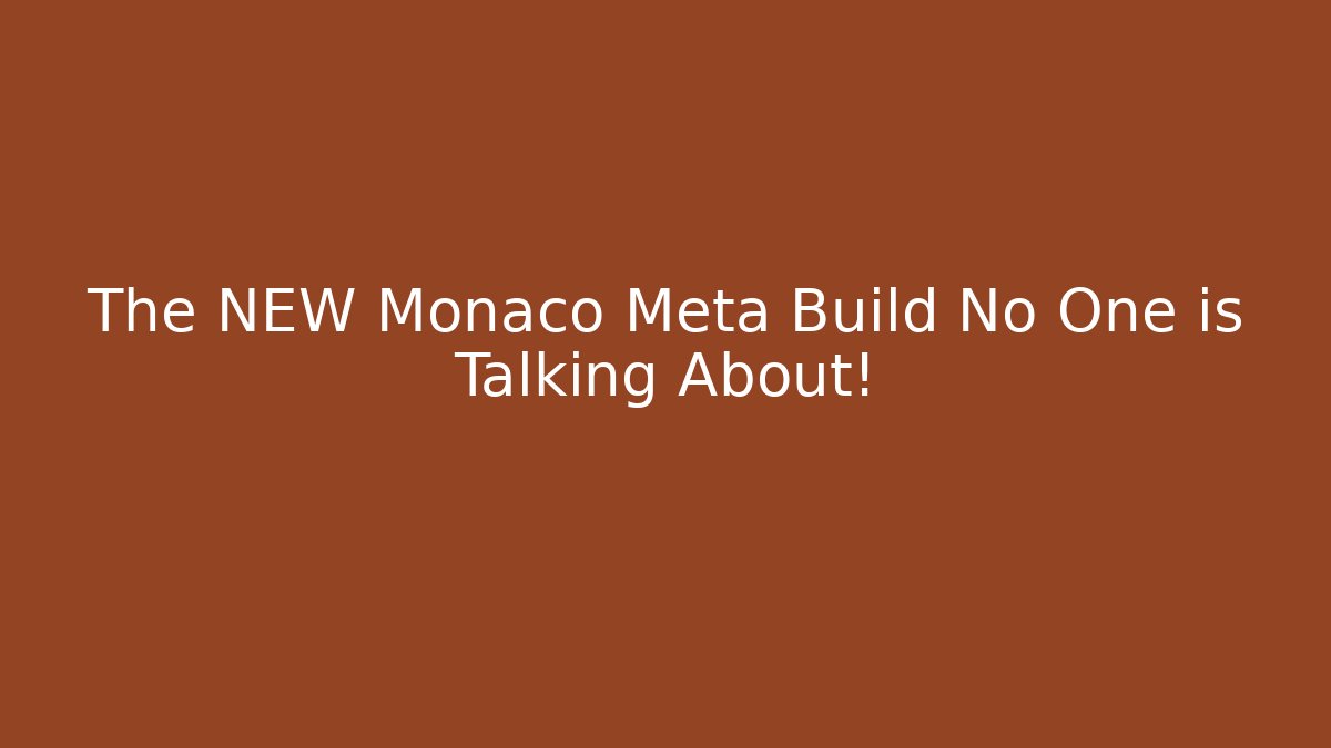 The NEW Monaco Meta Build No One is Talking About!