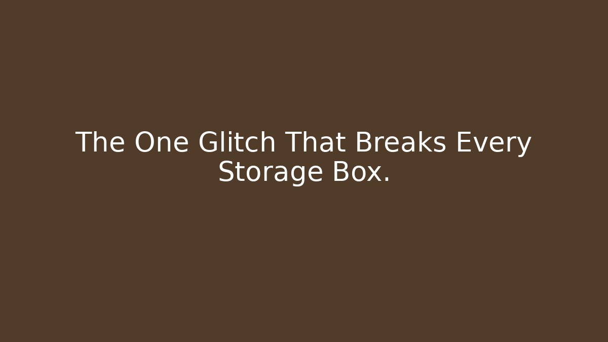 The One Glitch That Breaks Every Storage Box. - Celivion