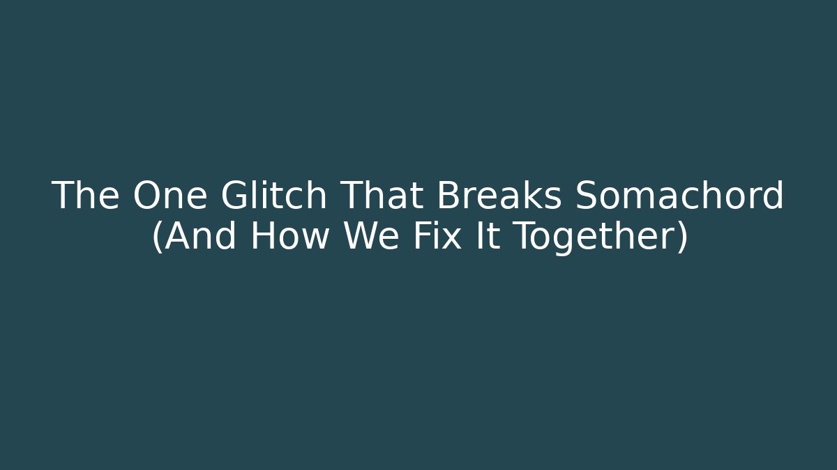The One Glitch That Breaks Somachord (And How We Fix It Together)