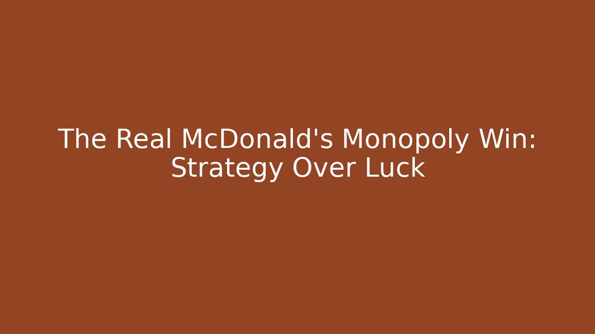 The Real McDonald's Monopoly Win: Strategy Over Luck