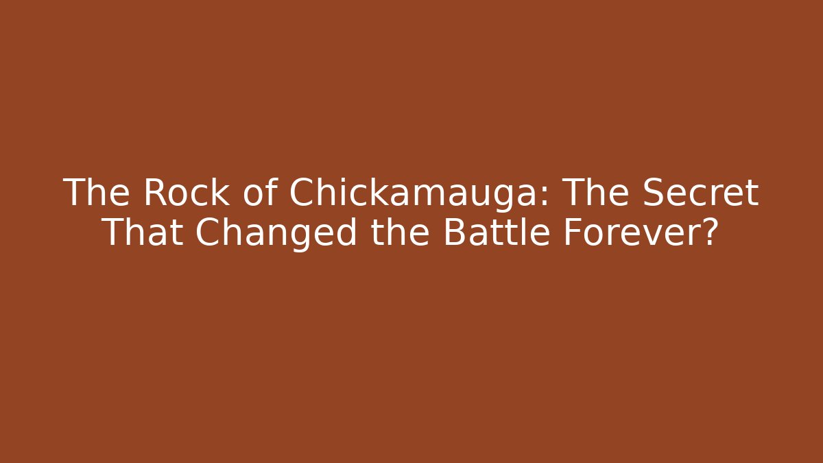 The Rock of Chickamauga: The Secret That Changed the Battle Forever?