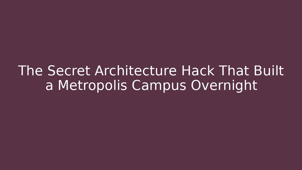 The Secret Architecture Hack That Built a Metropolis Campus Overnight