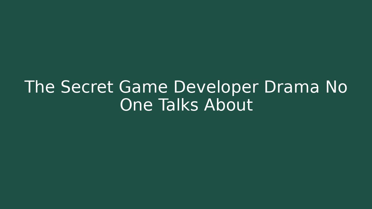 The Secret Game Developer Drama No One Talks About