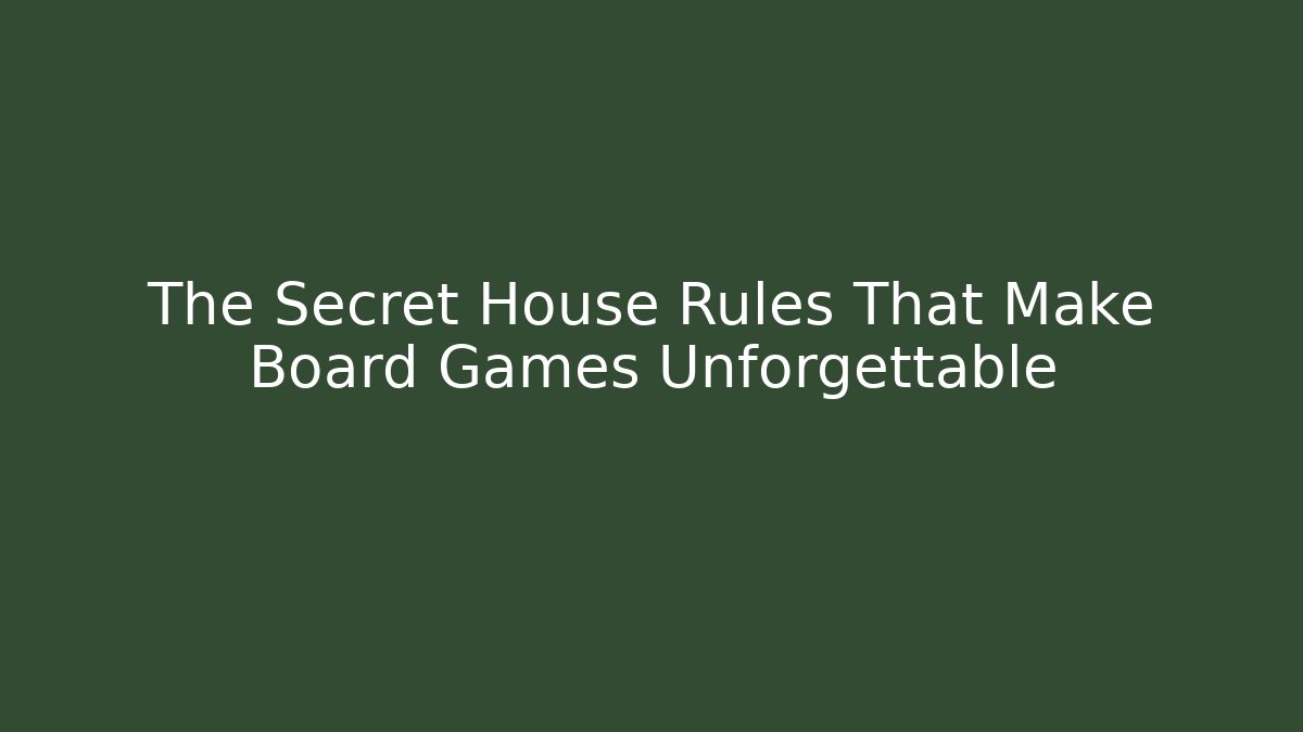 The Secret House Rules That Make Board Games Unforgettable