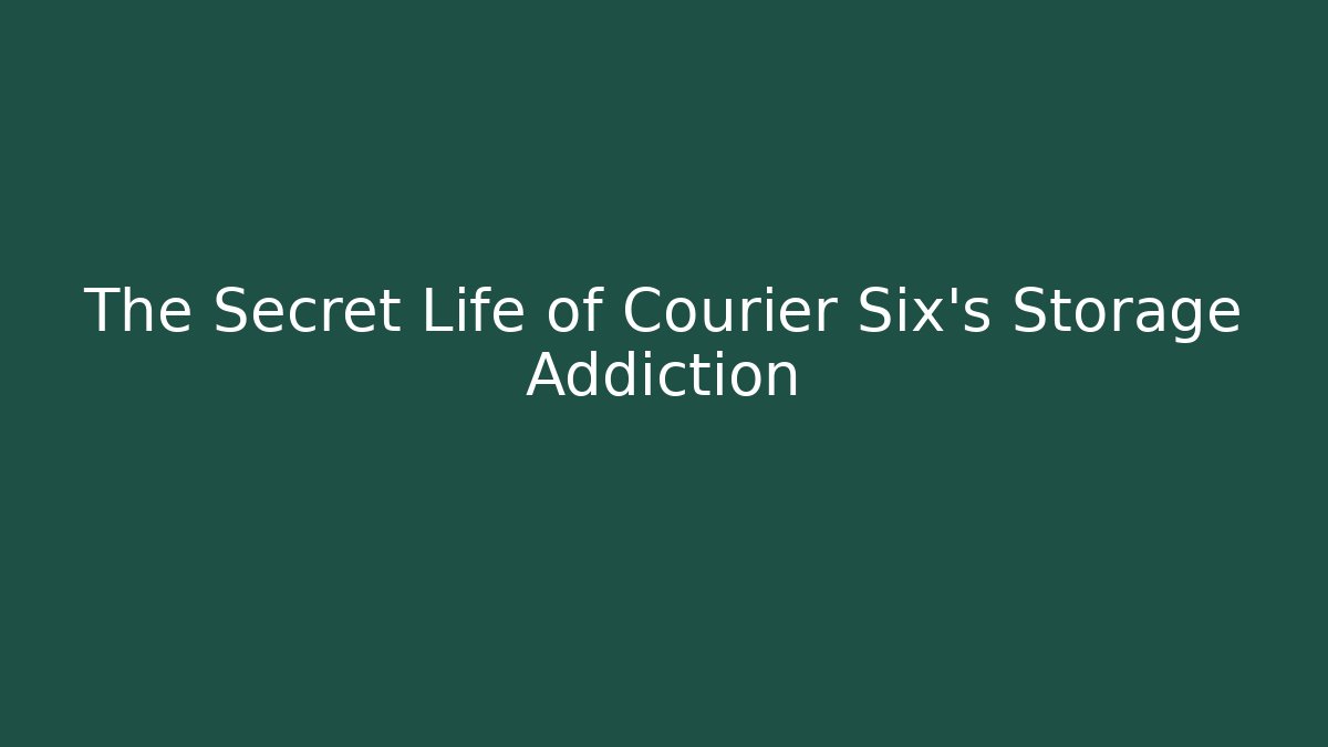 The Secret Life of Courier Six's Storage Addiction