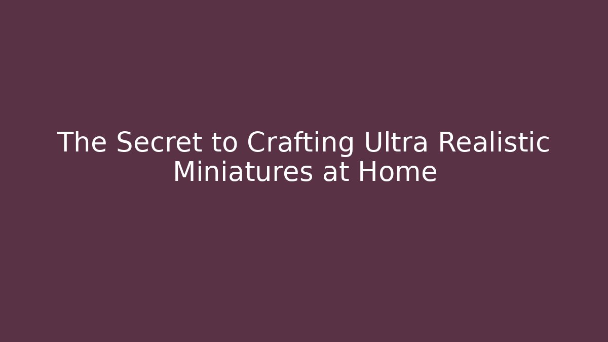 The Secret to Crafting Ultra Realistic Miniatures at Home