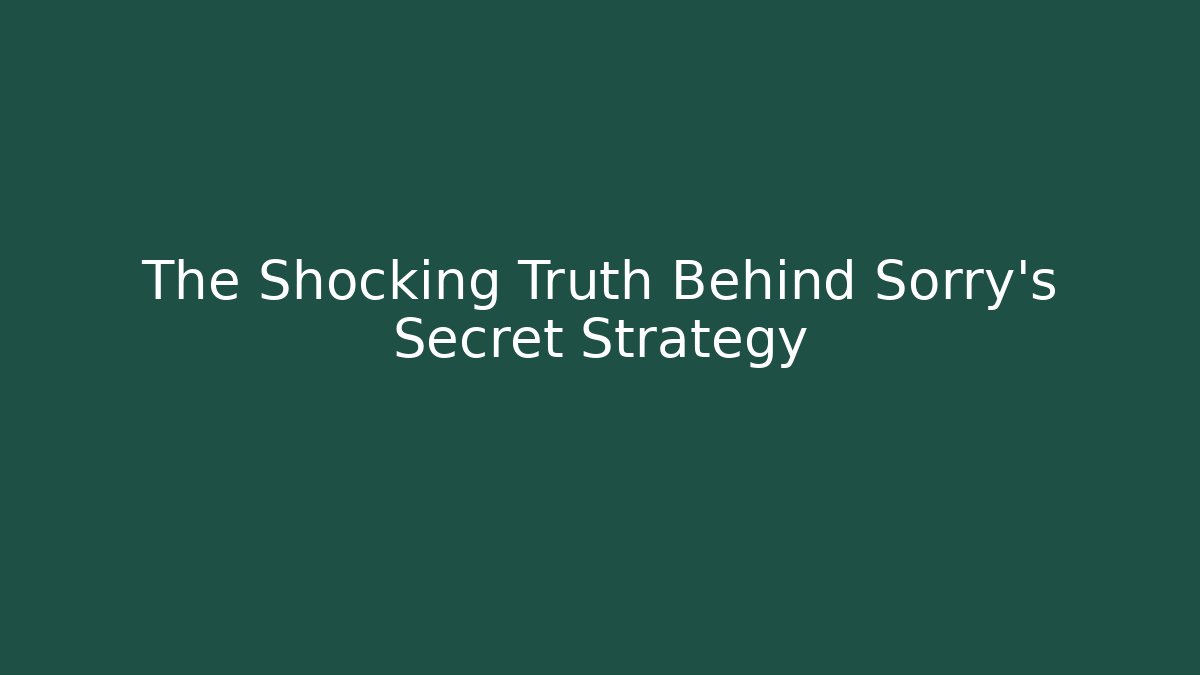 The Shocking Truth Behind Sorry's Secret Strategy