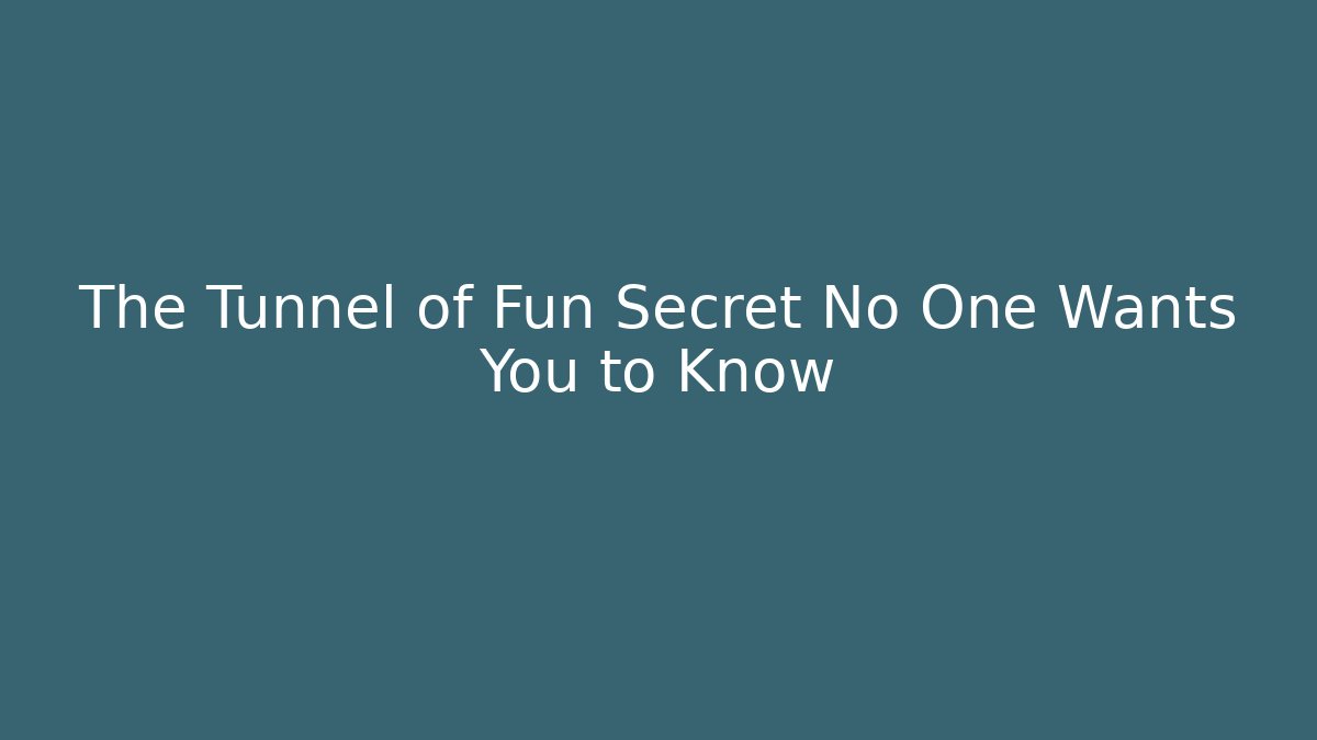 The Tunnel of Fun Secret No One Wants You to Know