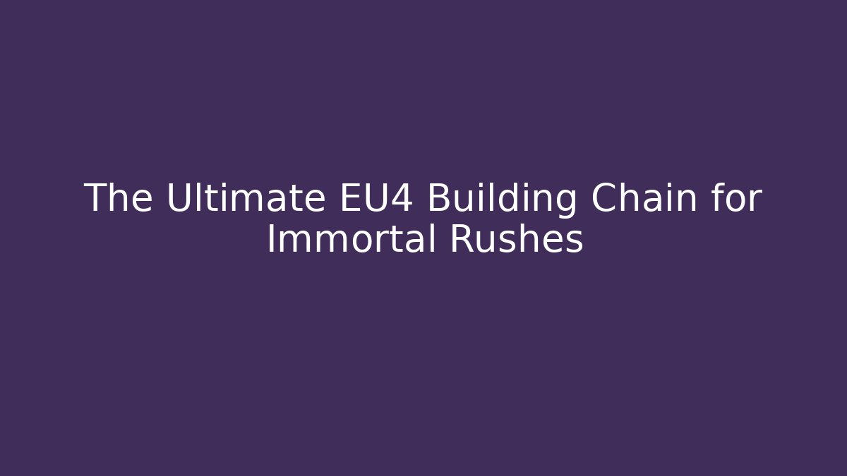 The Ultimate EU4 Building Chain for Immortal Rushes