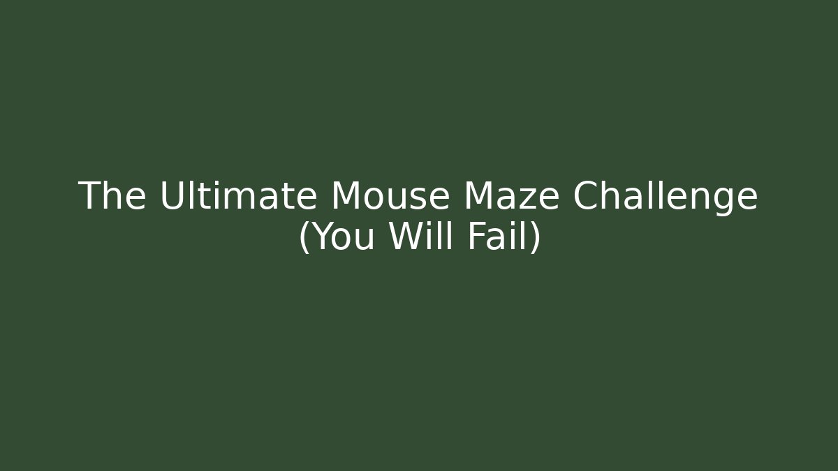 The Ultimate Mouse Maze Challenge (You Will Fail)