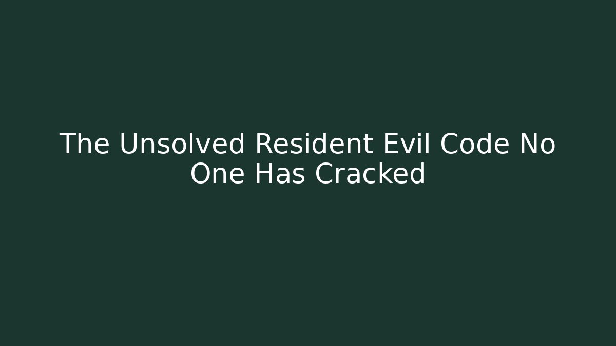 The Unsolved Resident Evil Code No One Has Cracked - Celivion