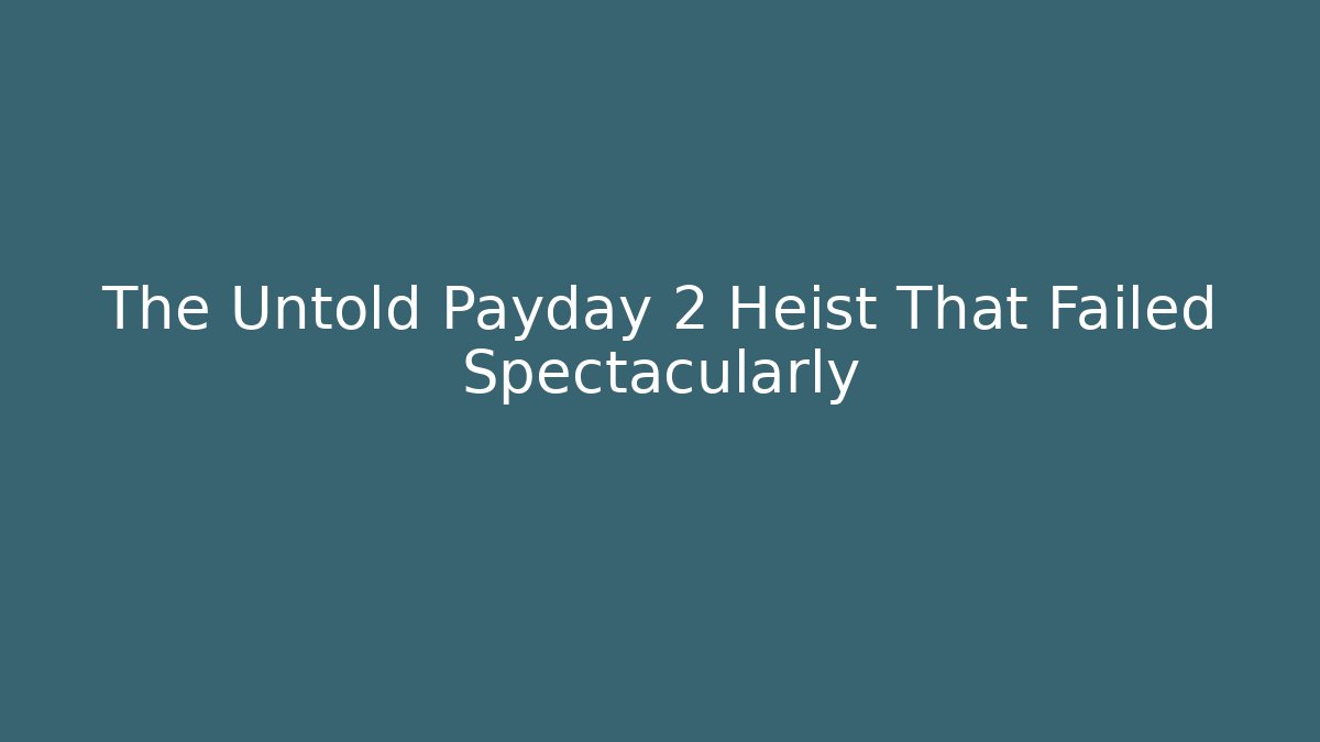 The Untold Payday 2 Heist That Failed Spectacularly