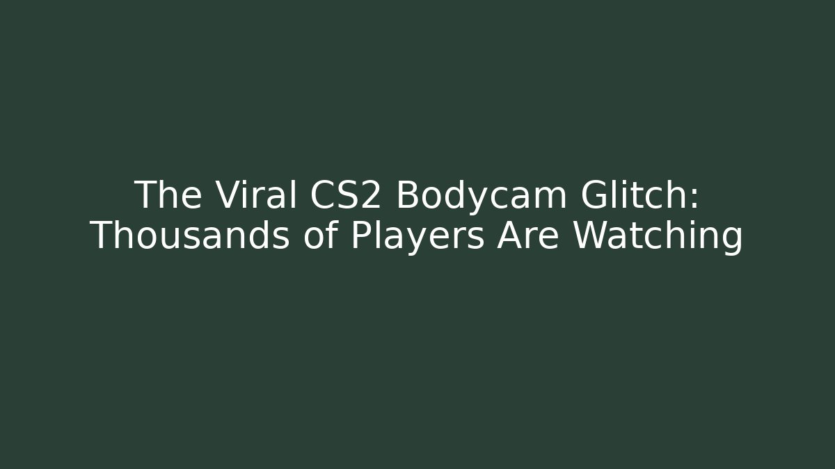 The Viral CS2 Bodycam Glitch: Thousands of Players Are Watching
