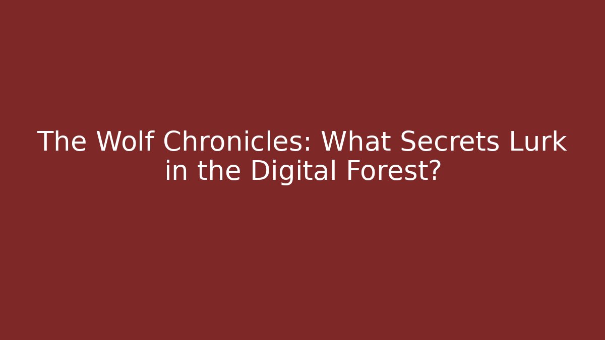 The Wolf Chronicles: What Secrets Lurk in the Digital Forest? - Celivion