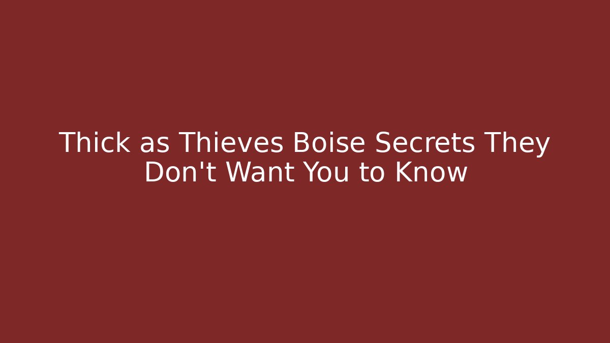 Thick as Thieves Boise Secrets They Don't Want You to Know