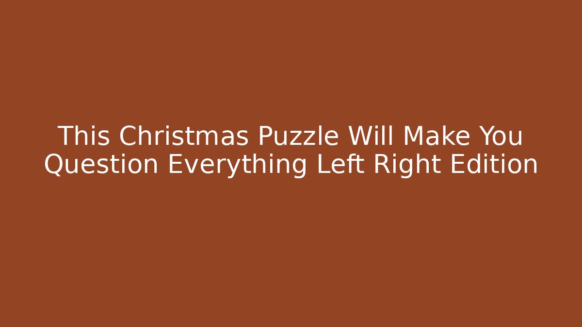 This Christmas Puzzle Will Make You Question Everything Left Right Edition - Celivion