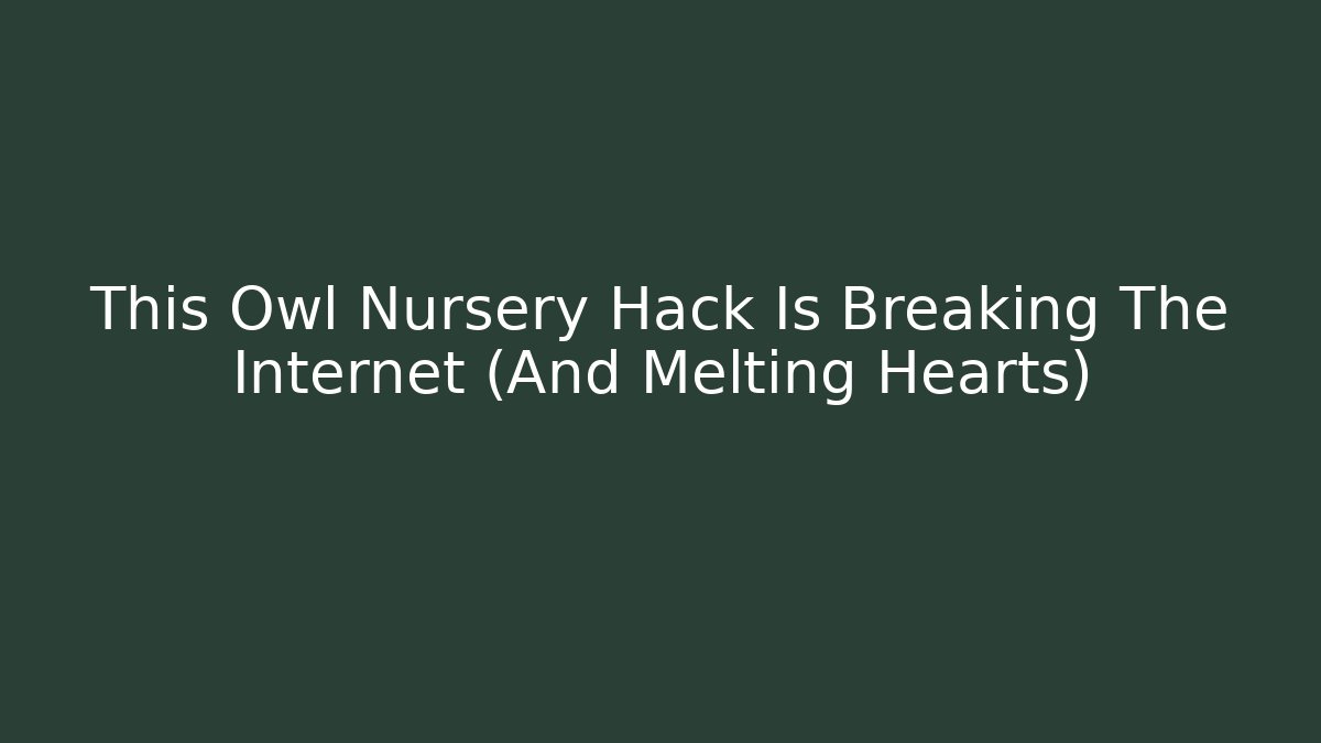 This Owl Nursery Hack Is Breaking The Internet (And Melting Hearts)