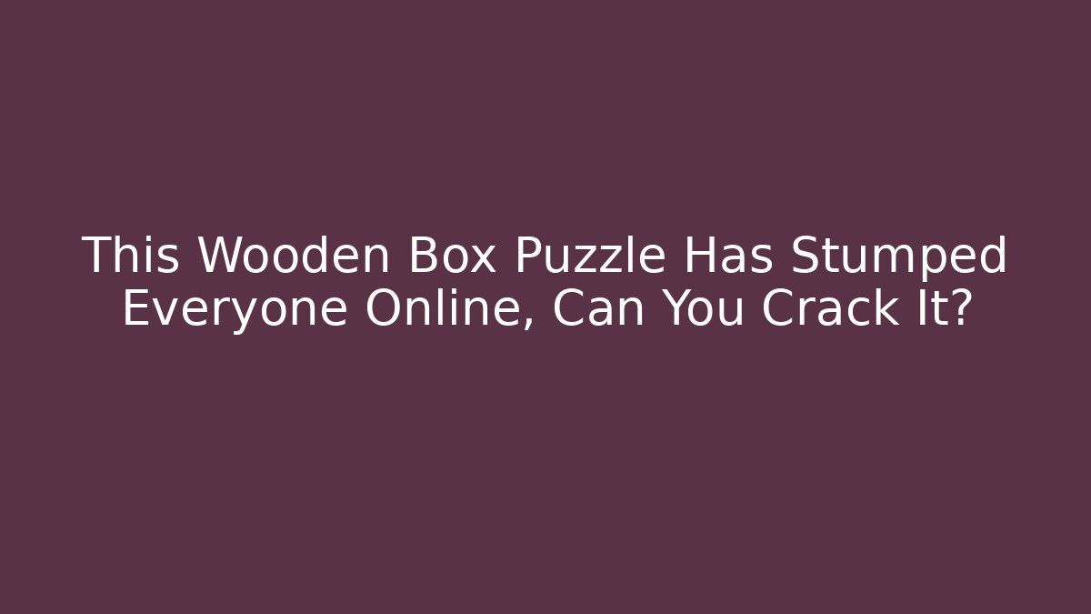 This Wooden Box Puzzle Has Stumped Everyone Online, Can You Crack It?