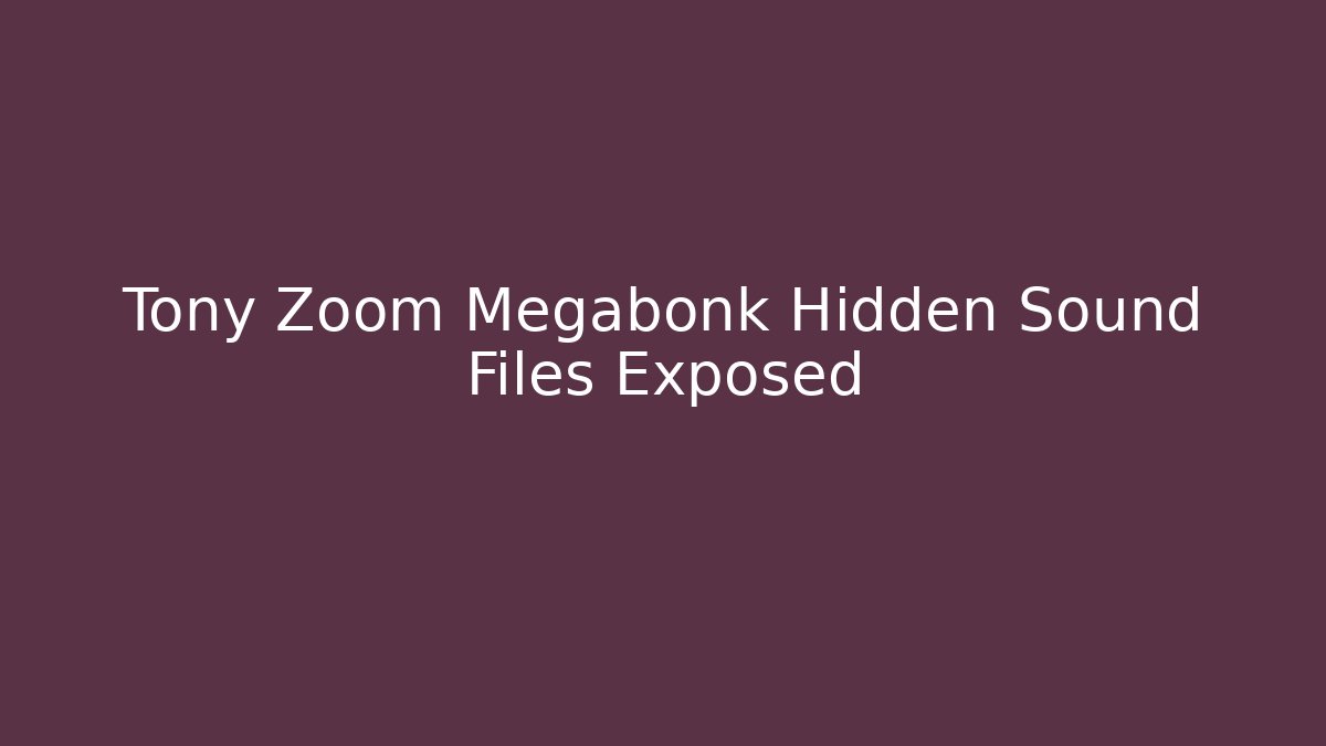 Tony Zoom Megabonk Hidden Sound Files Exposed