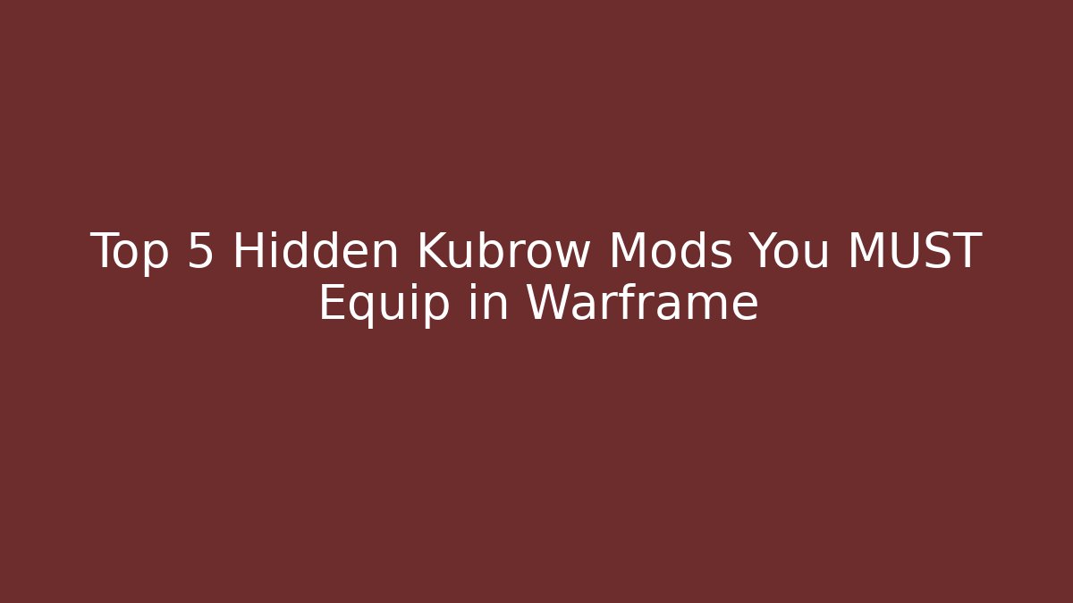 Top 5 Hidden Kubrow Mods You MUST Equip in Warframe