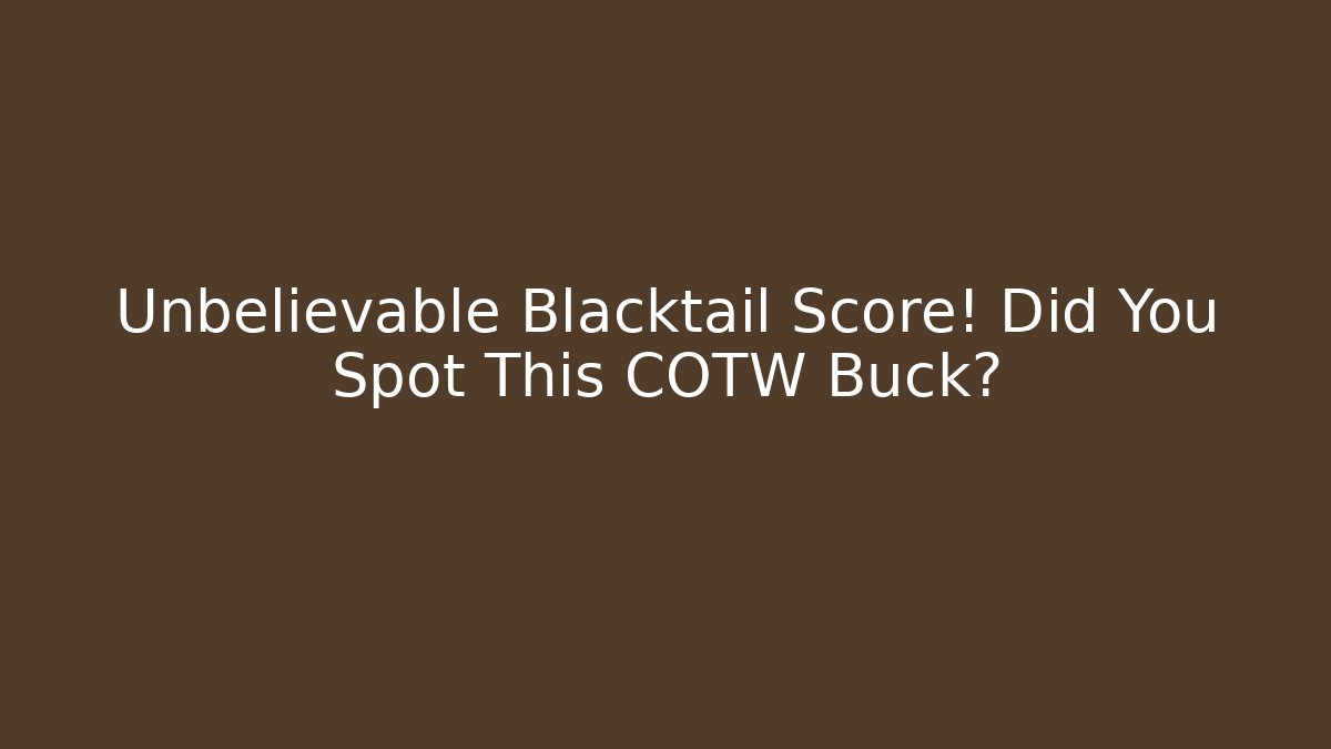 Unbelievable Blacktail Score! Did You Spot This COTW Buck?