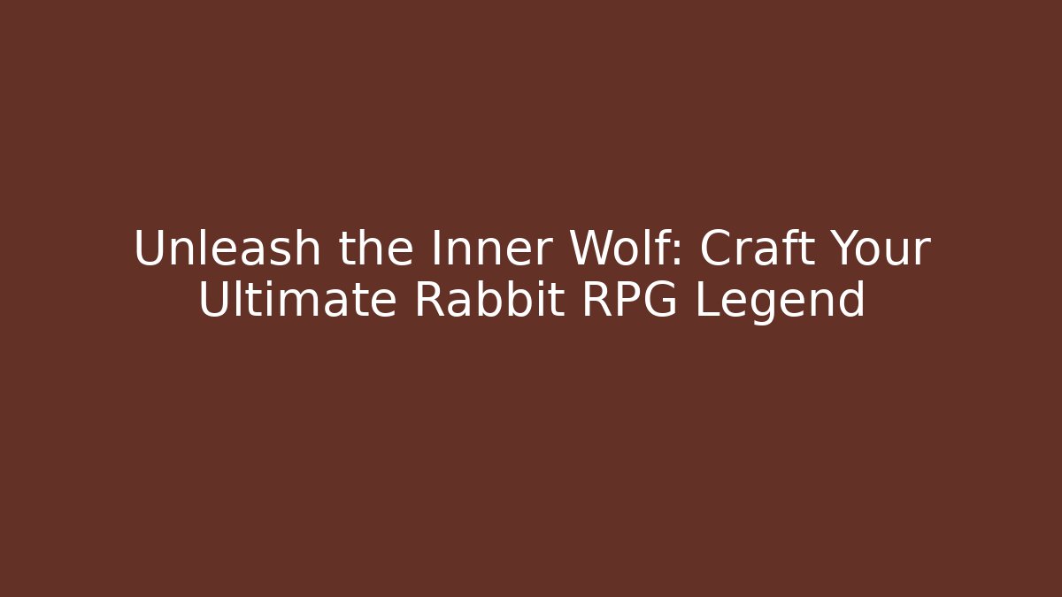 Unleash the Inner Wolf: Craft Your Ultimate Rabbit RPG Legend
