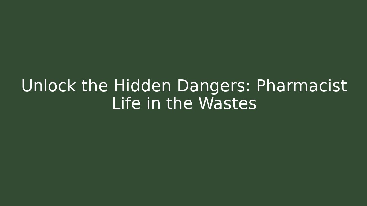 Unlock the Hidden Dangers: Pharmacist Life in the Wastes